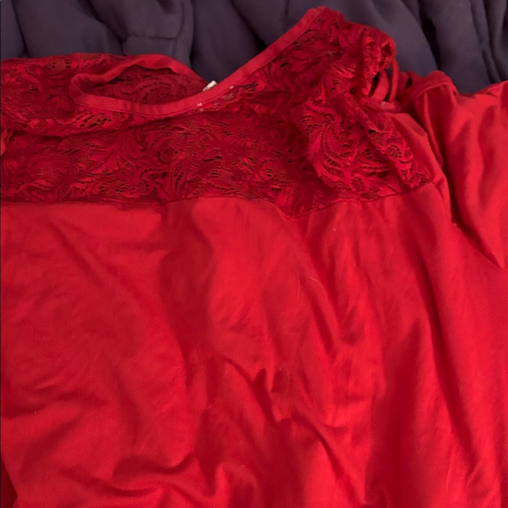 Women's Red Lace-Trim Nightgown